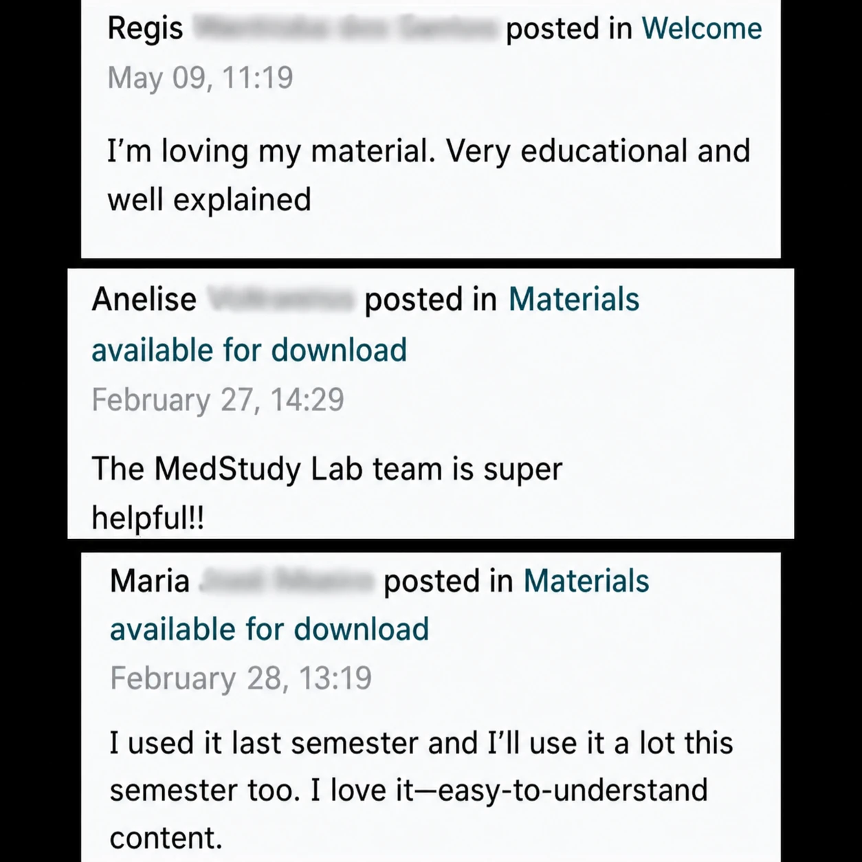Feedback and reviews from students using MedStudyLab